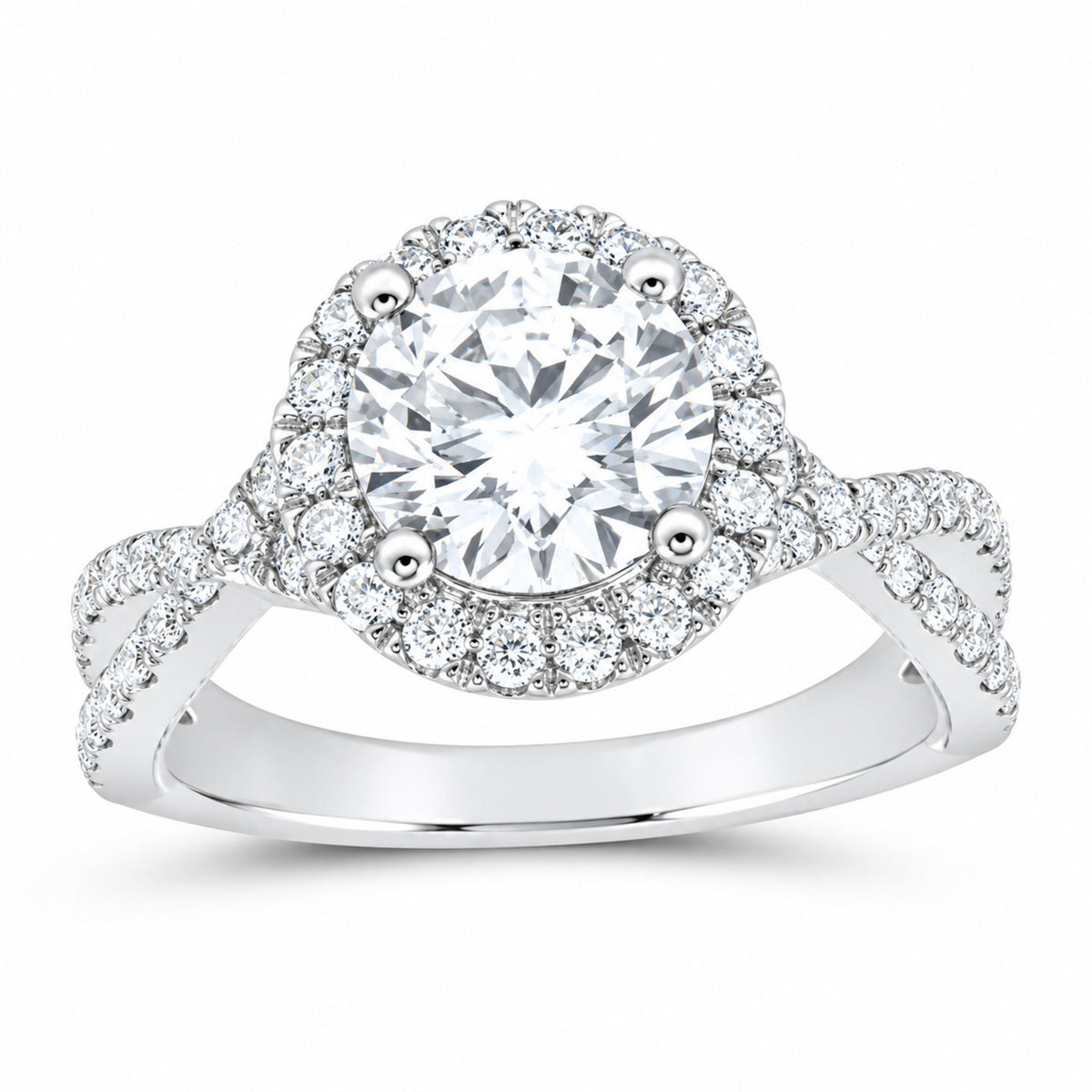 14K White Gold 2 CTW Lab-Grown Diamond Round Engagement Ring — SKU 12295