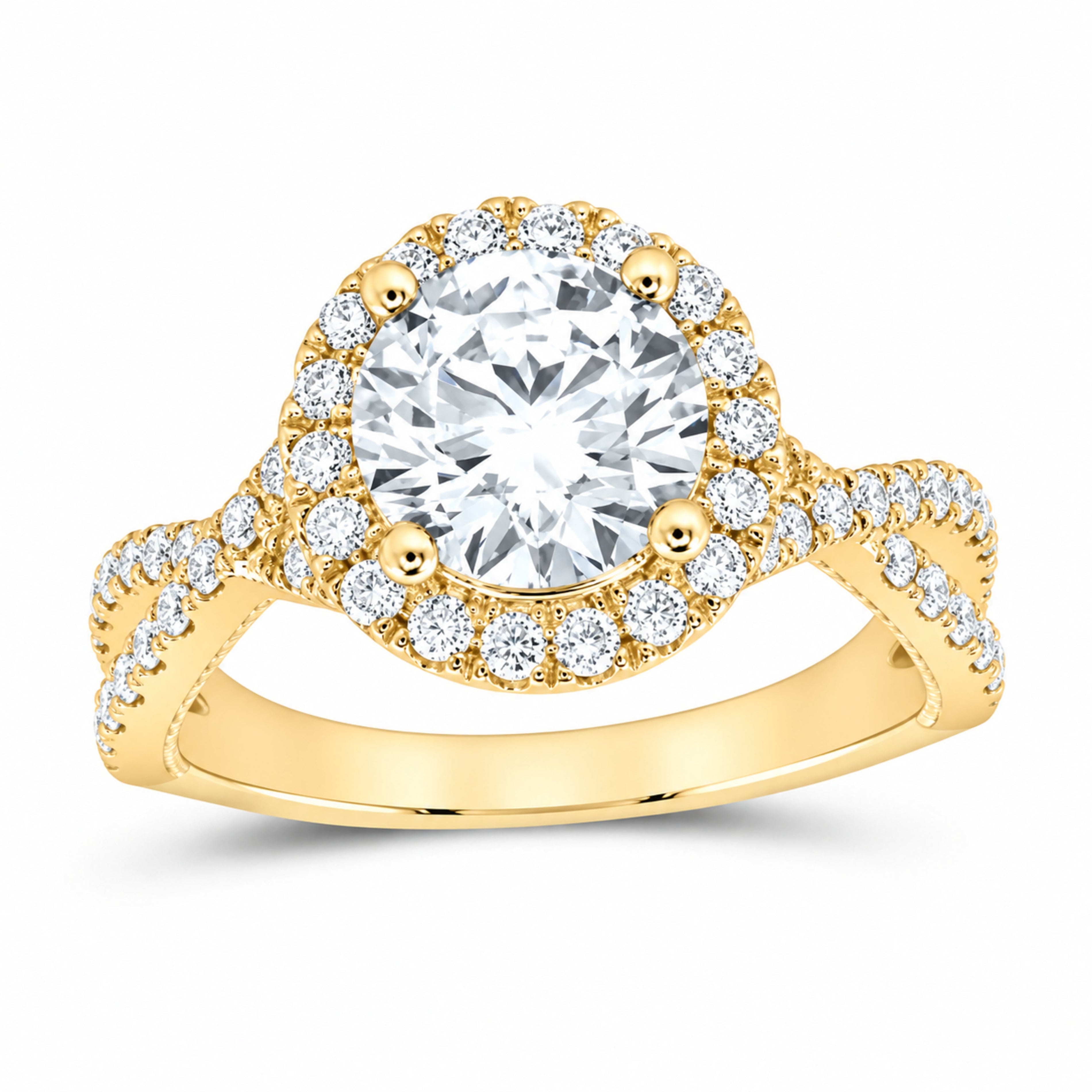 14K Yellow Gold 2 CTW Lab-Grown Diamond Round Engagement Ring — SKU 12296