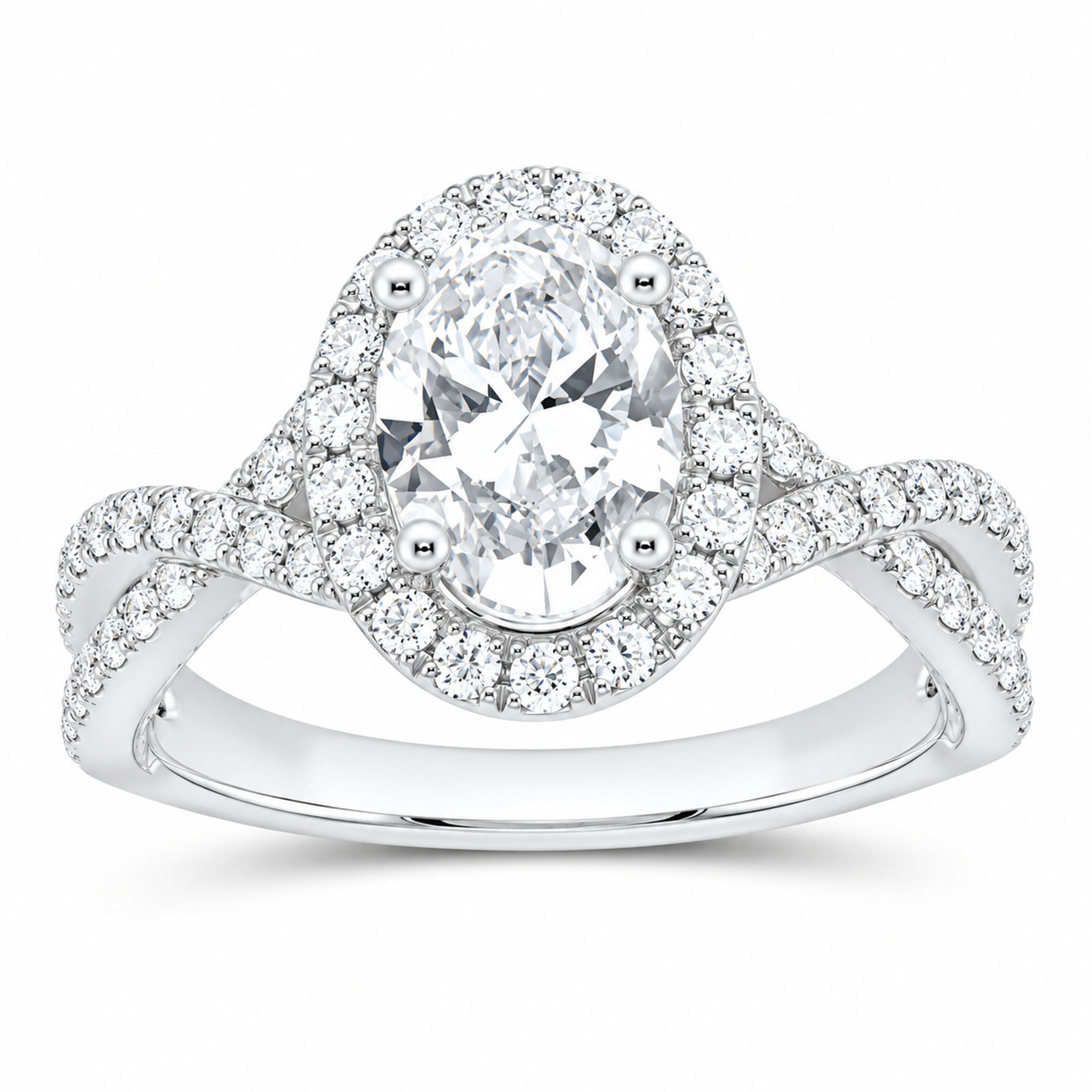 14K White Gold 2 1/5 CTW Lab-Grown Diamond Oval Engagement Ring — SKU 12302