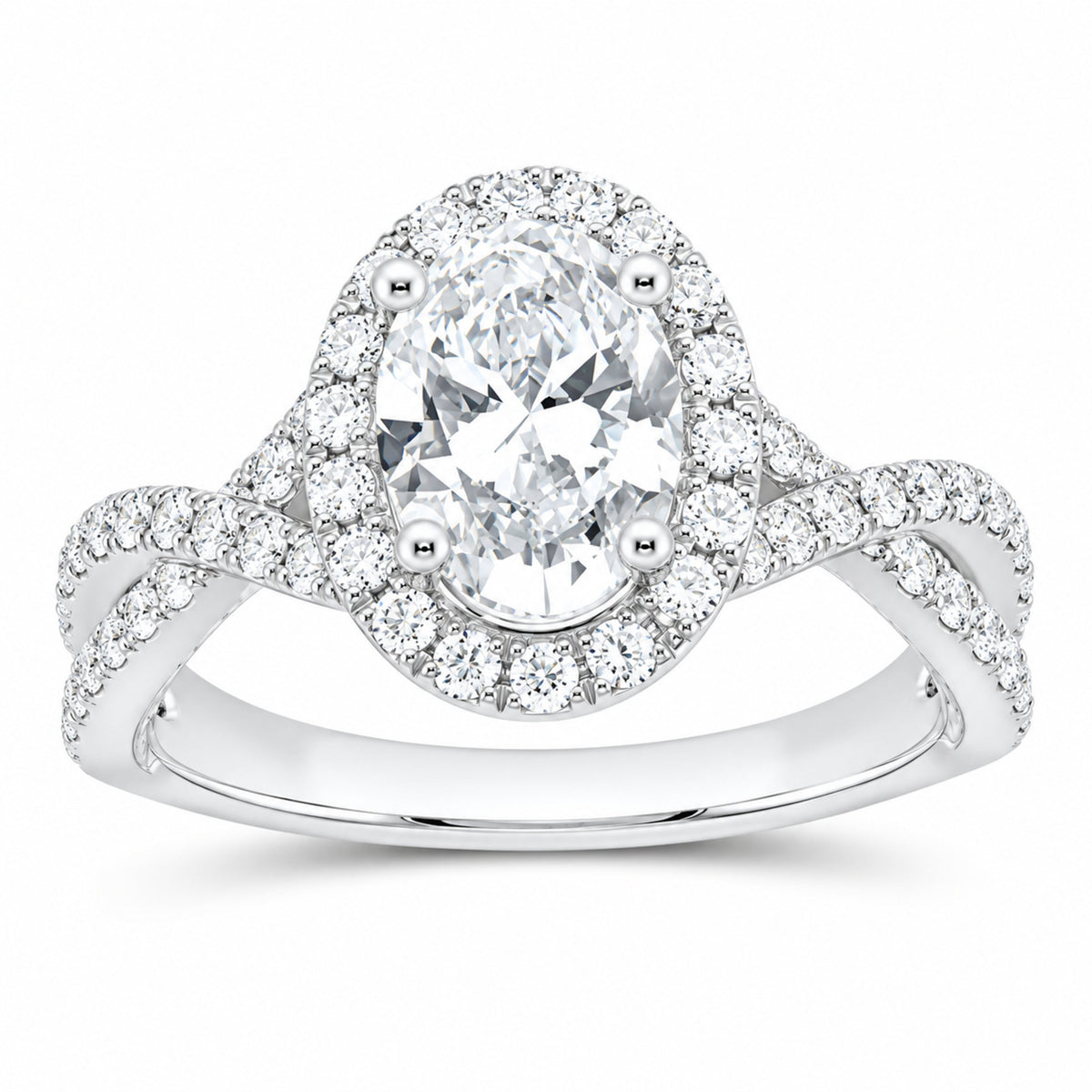 14K White Gold 2 1/5 CTW Lab-Grown Diamond Oval Engagement Ring — SKU 12302
