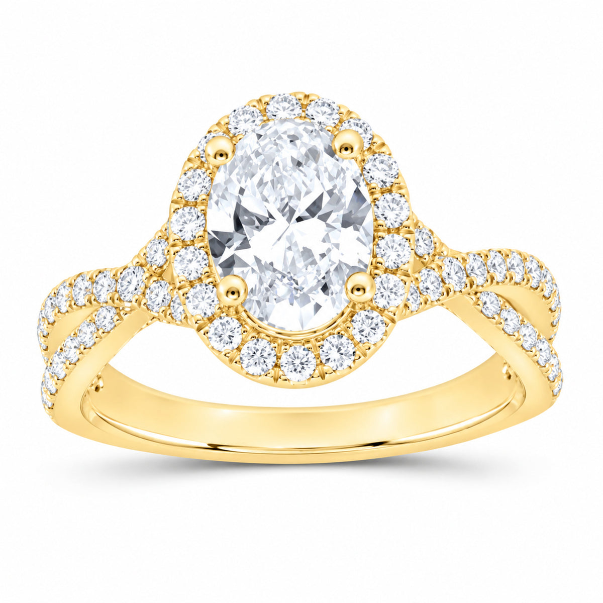 14K Yellow Gold 2 1/5 CTW Lab-Grown Diamond Oval Engagement Ring — SKU 12303