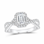 14K White Gold 1 5/8 CTW Lab-Grown Diamond Emerald Engagement Ring, photo 1
