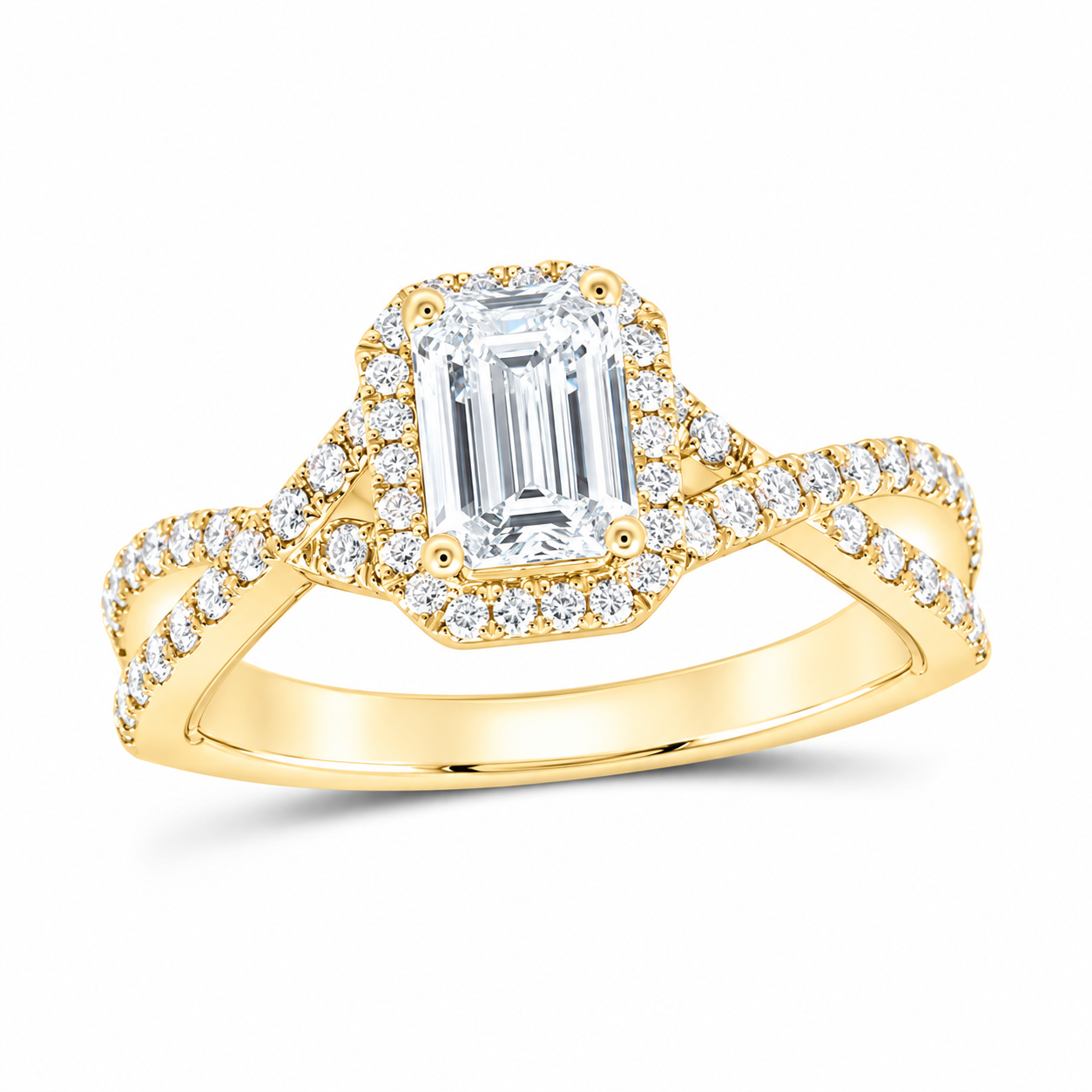 14K Yellow Gold 1 5/8 CTW Lab-Grown Diamond Emerald Engagement Ring, photo 1