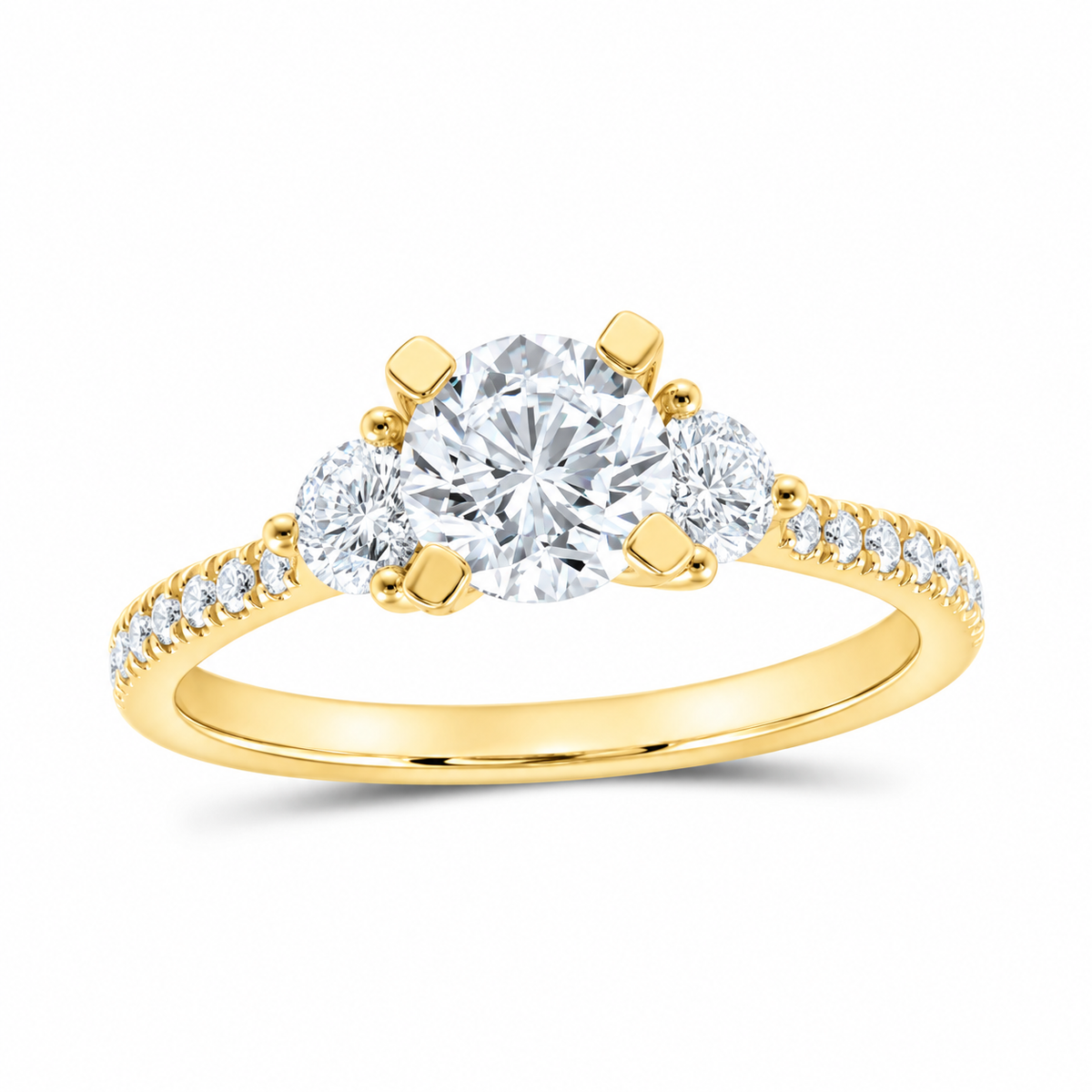14K Yellow Gold 1 1/2 CTW Lab-Grown Diamond Round Engagement Ring, photo 1