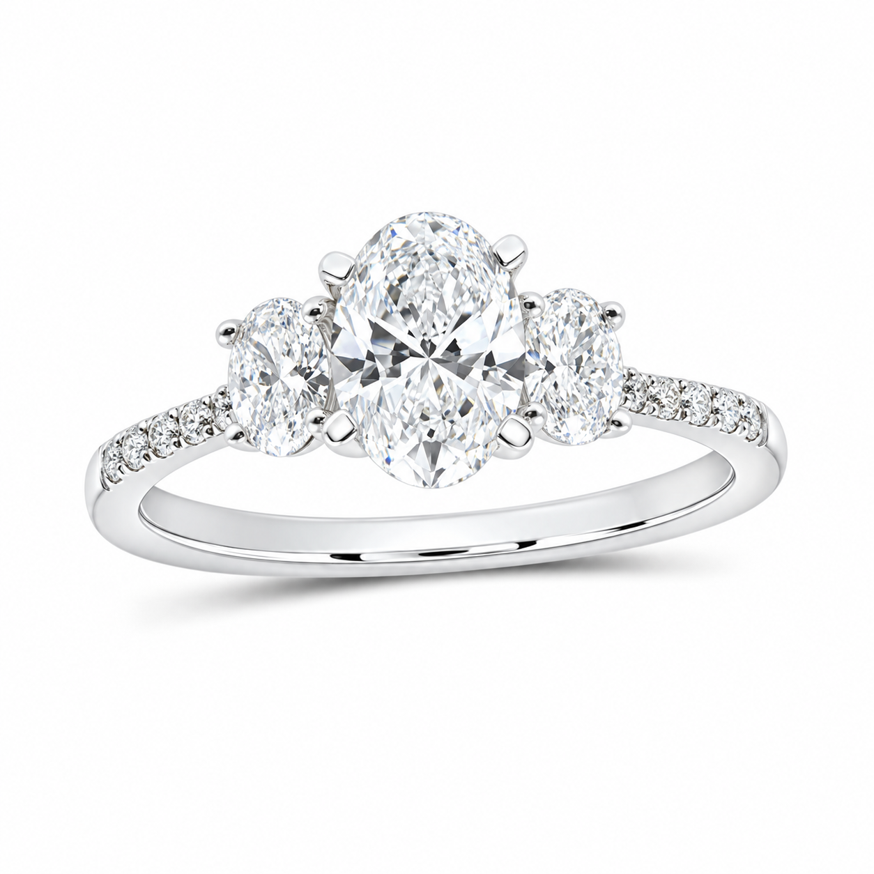 14K White Gold 1 1/2 CTW Lab-Grown Diamond Oval Engagement Ring, photo 1