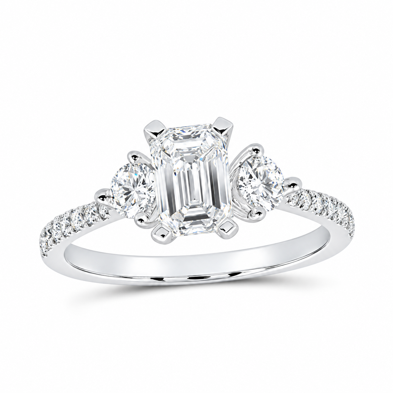 14K White Gold 1 1/2 CTW Lab-Grown Diamond Emerald Engagement Ring, photo 1