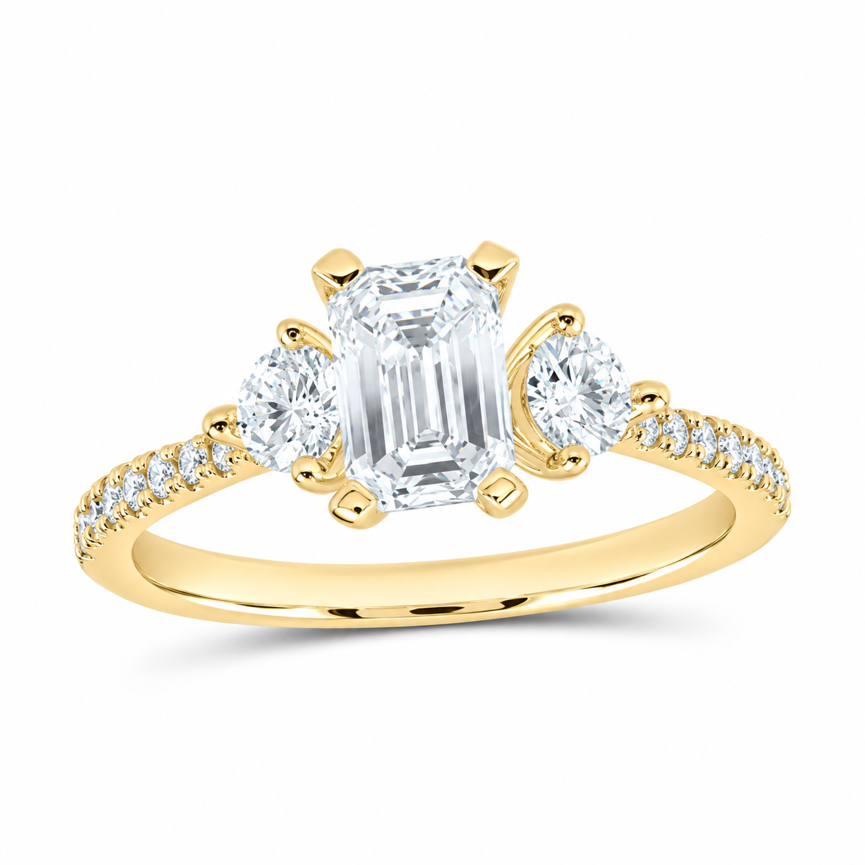 14K Yellow Gold 1 1/2 CTW Lab-Grown Diamond Emerald Engagement Ring, photo 1