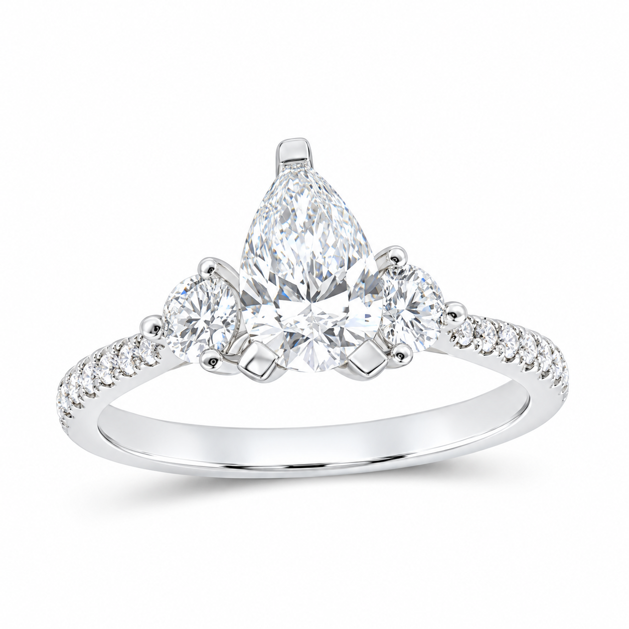 14K White Gold 1 1/2 CTW Lab-Grown Diamond Pear Engagement Ring, photo 1