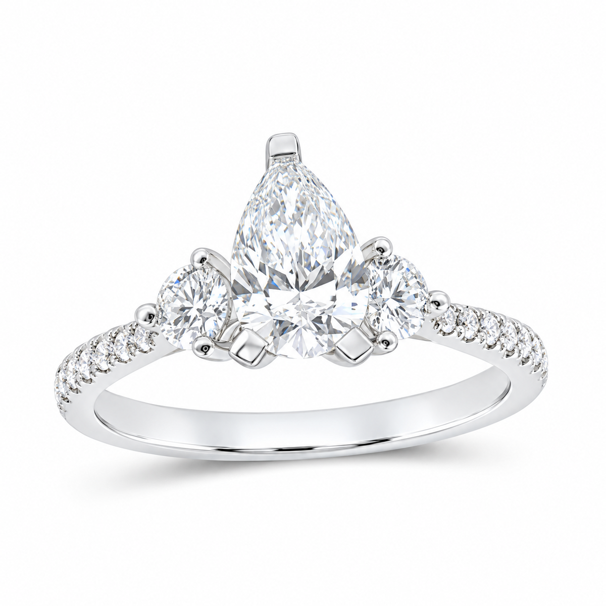 14K White Gold 1 1/2 CTW Lab-Grown Diamond Pear Engagement Ring, photo 1