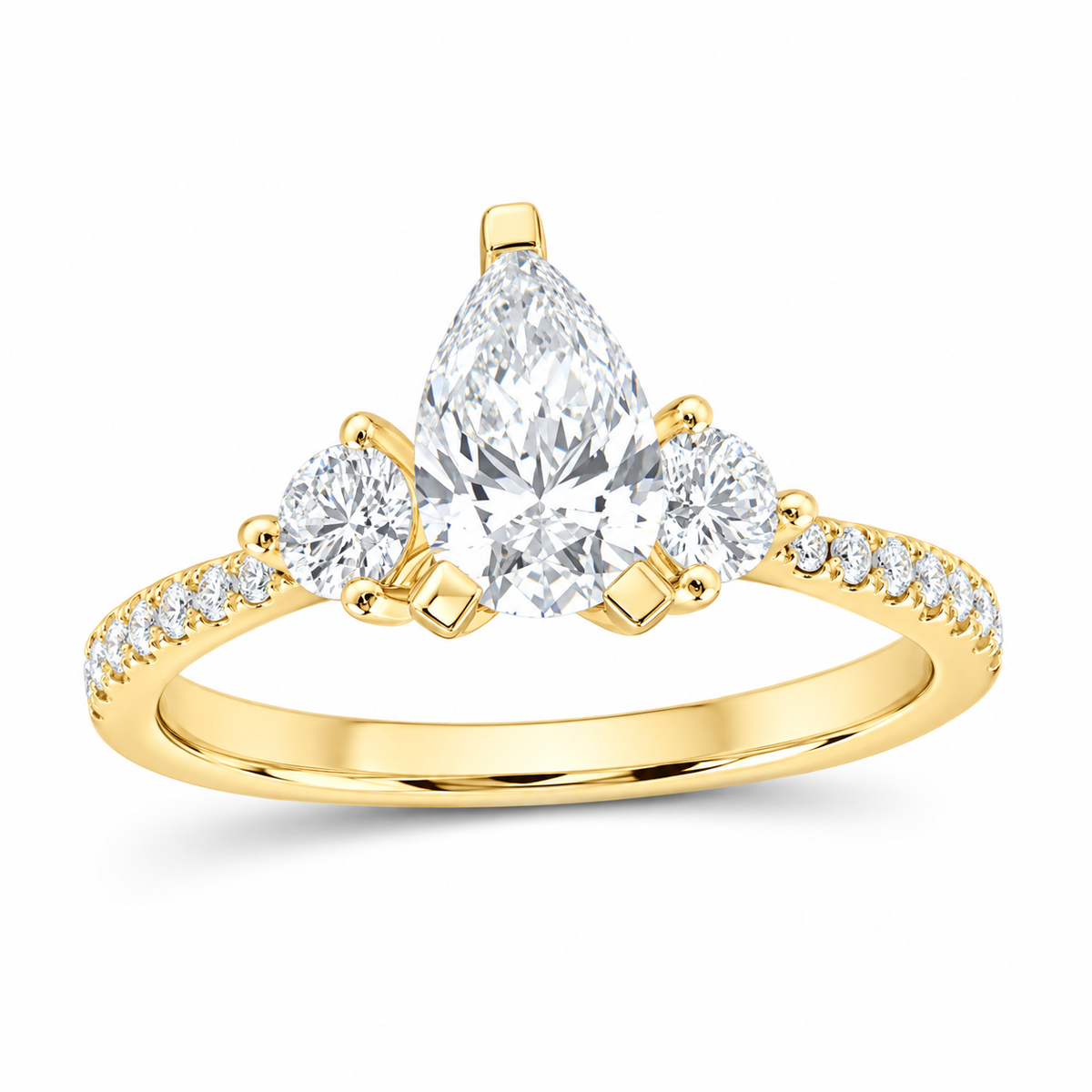 14K Yellow Gold 1 1/2 CTW Lab-Grown Diamond Pear Engagement Ring, photo 1