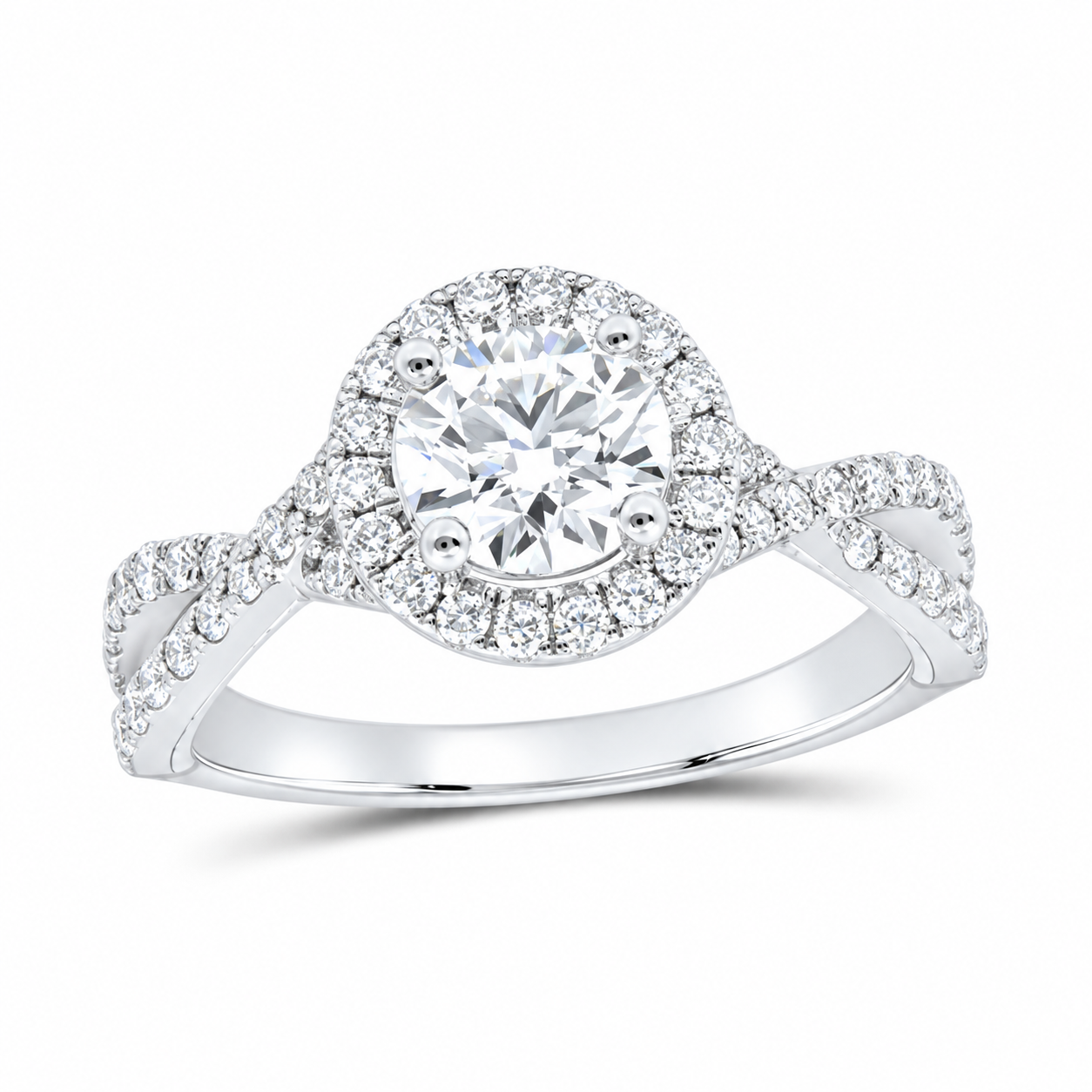 14K White Gold 1 5/8 CTW Lab-Grown Diamond Round Engagement Ring, photo 1
