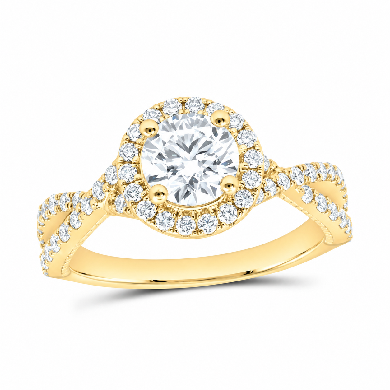 14K Yellow Gold 1 5/8 CTW Lab-Grown Diamond Round Engagement Ring, photo 1