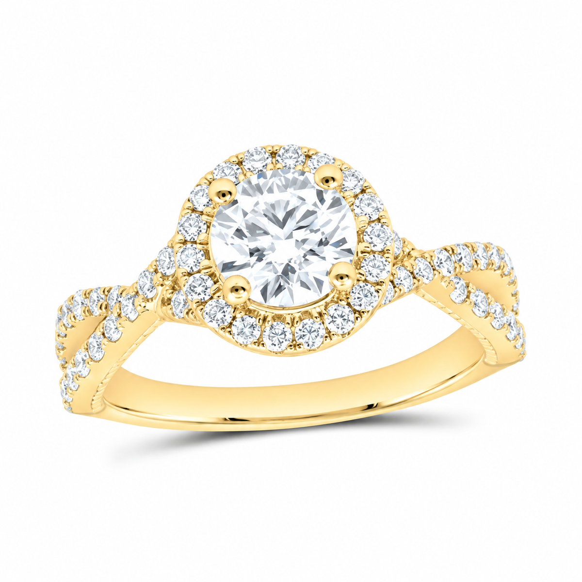 14K Yellow Gold 1 5/8 CTW Lab-Grown Diamond Round Engagement Ring, photo 1