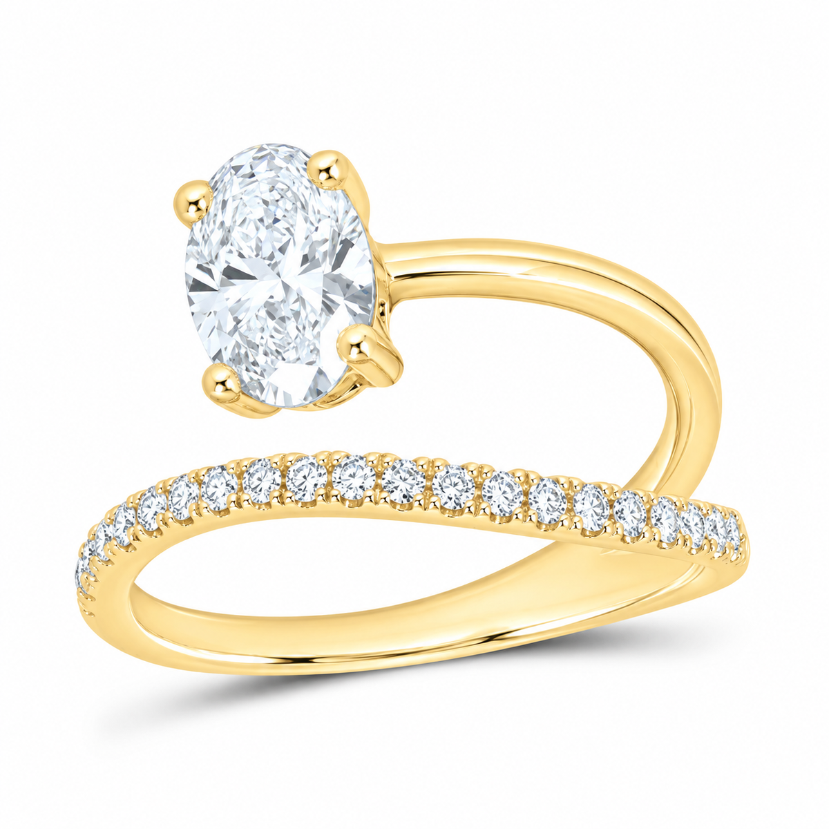 14K Yellow Gold 1 1/5 CTW Lab-Grown Diamond Oval Engagement Ring, photo 1