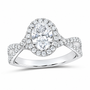 14K White Gold 1 5/8 CTW Lab-Grown Diamond Oval Engagement Ring, photo 1