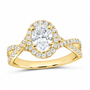 14K Yellow Gold 1 5/8 CTW Lab-Grown Diamond Oval Engagement Ring, photo 1