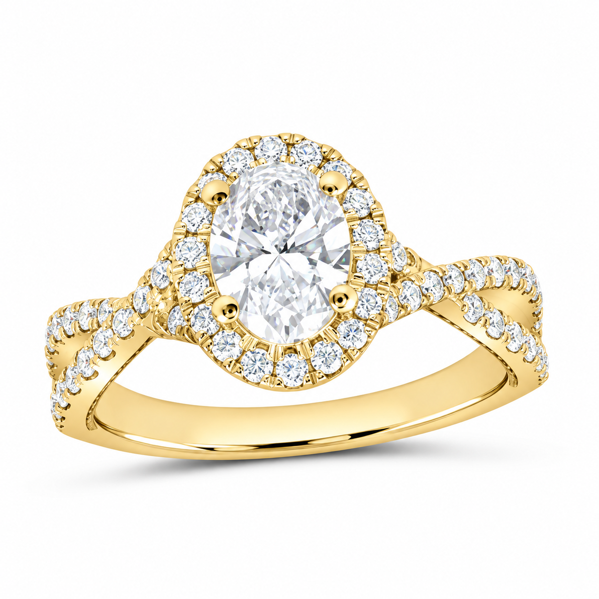 14K Yellow Gold 1 5/8 CTW Lab-Grown Diamond Oval Engagement Ring, photo 1