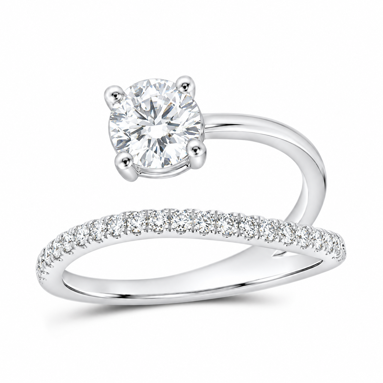 14K White Gold 1 1/5 CTW Lab-Grown Diamond Round Engagement Ring, photo 1