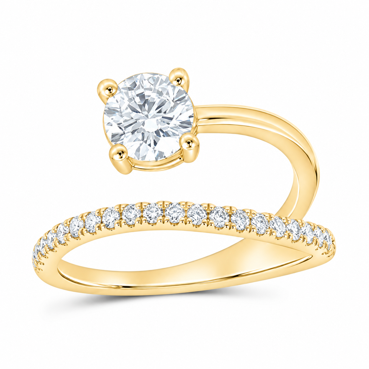 14K Yellow Gold 1 1/5 CTW Lab-Grown Diamond Round Engagement Ring, photo 1
