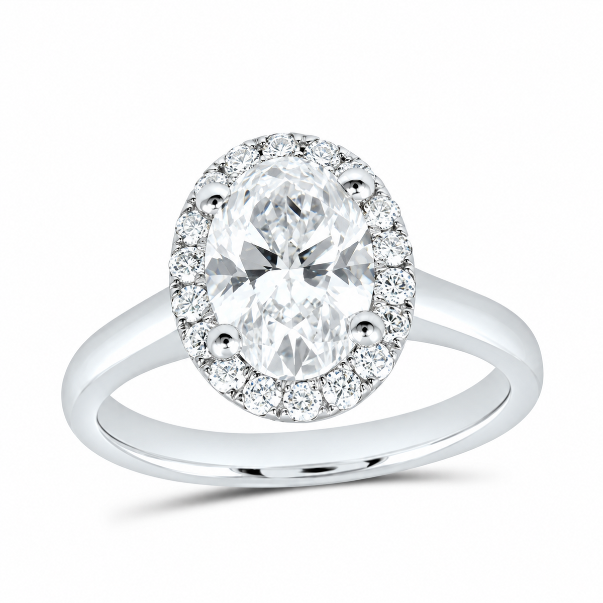 14K White Gold 2 CTW Lab-Grown Diamond Oval Engagement Ring, photo 1