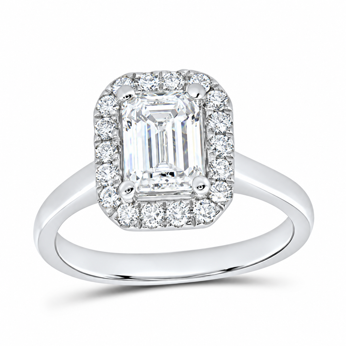14K White Gold 1 7/8 CTW Lab-Grown Diamond Emerald Engagement Ring, photo 1