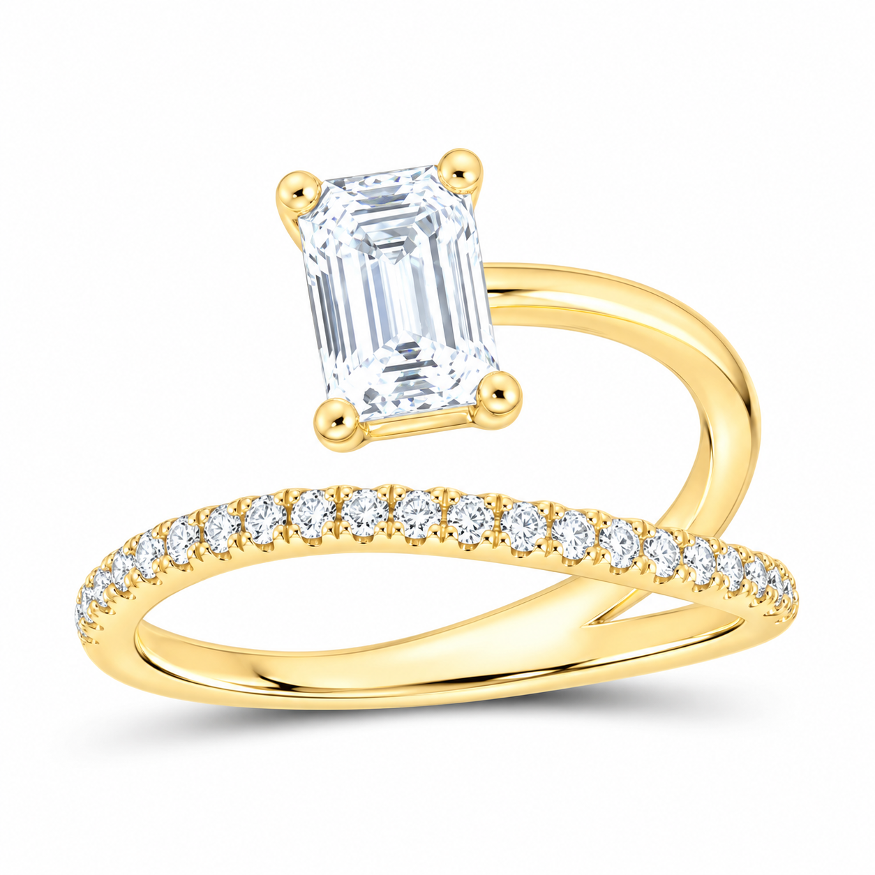14K Yellow Gold 1 1/4 CTW Lab-Grown Diamond Emerald Engagement Ring, photo 1