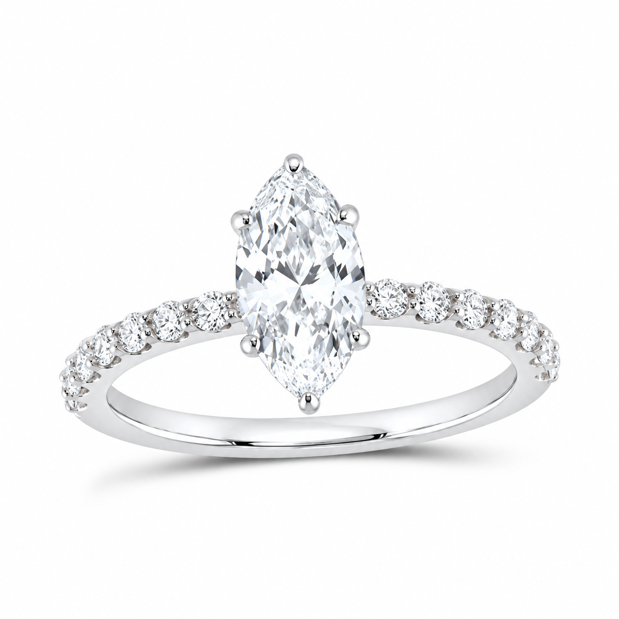 14K White Gold 1 1/3 CTW Lab-Grown Diamond Marquise Engagement Ring, photo 1