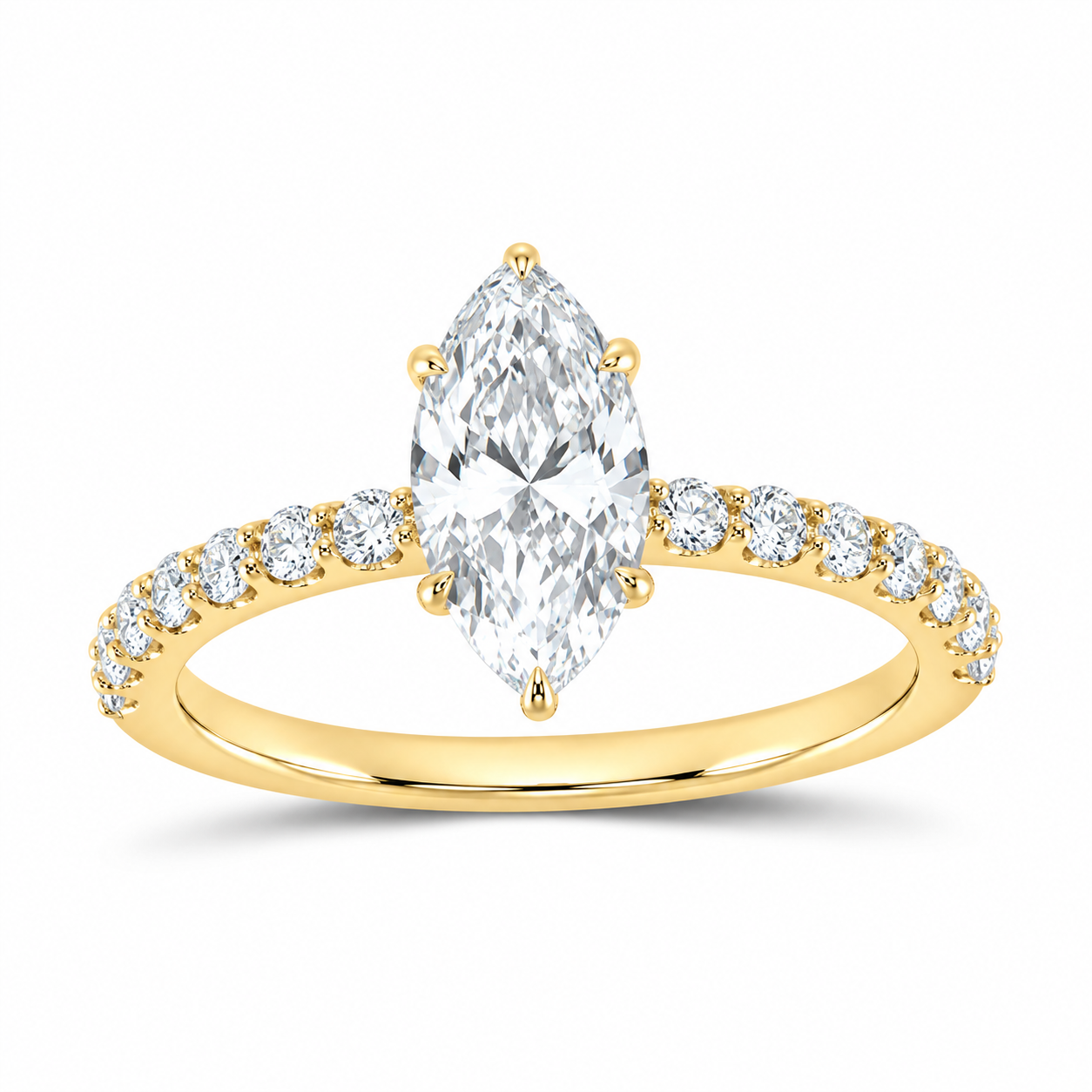 14K Yellow Gold 1 1/3 CTW Lab-Grown Diamond Marquise Engagement Ring, photo 1