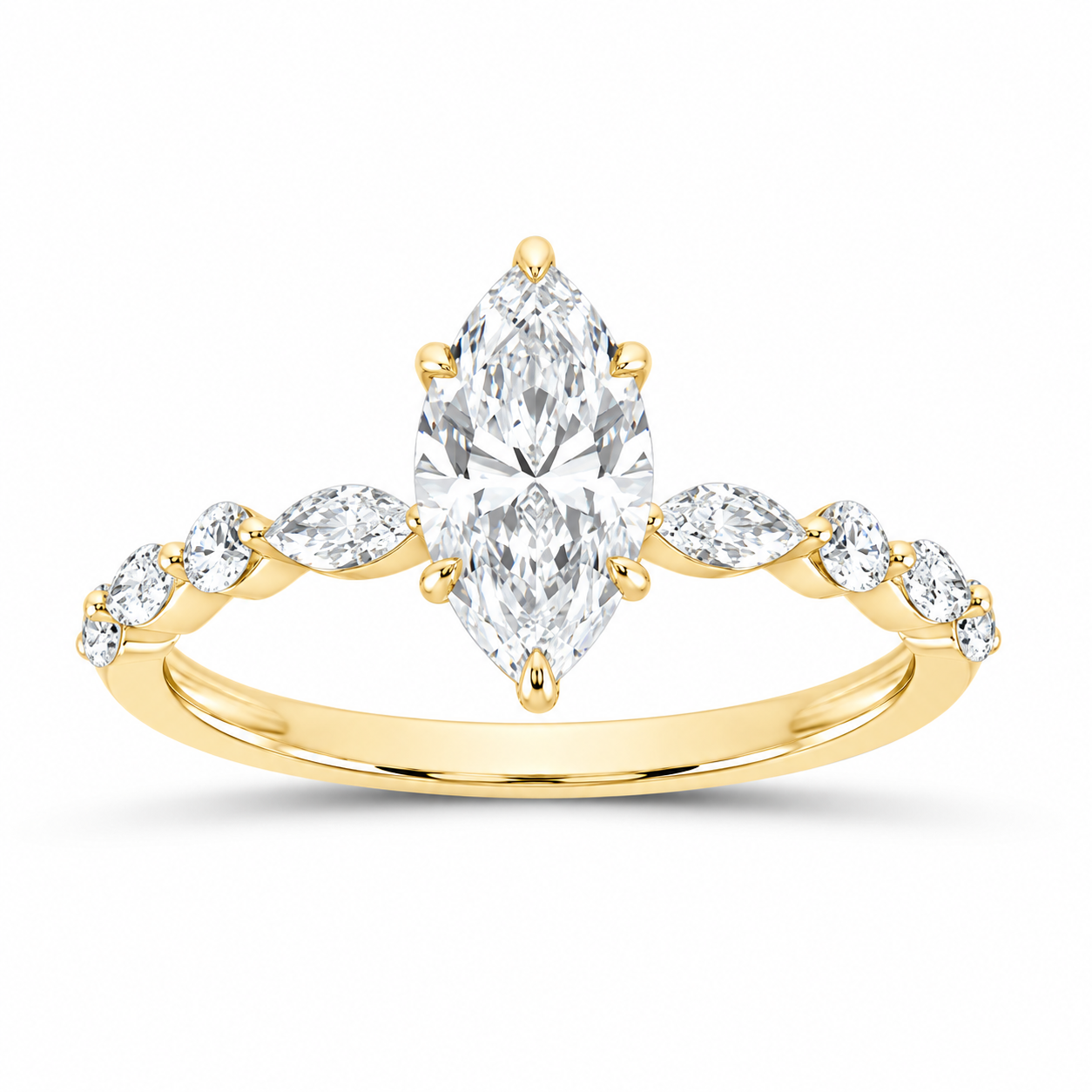 14K Yellow Gold 1 1/2 CTW Lab-Grown Diamond Marquise Engagement Ring, photo 1