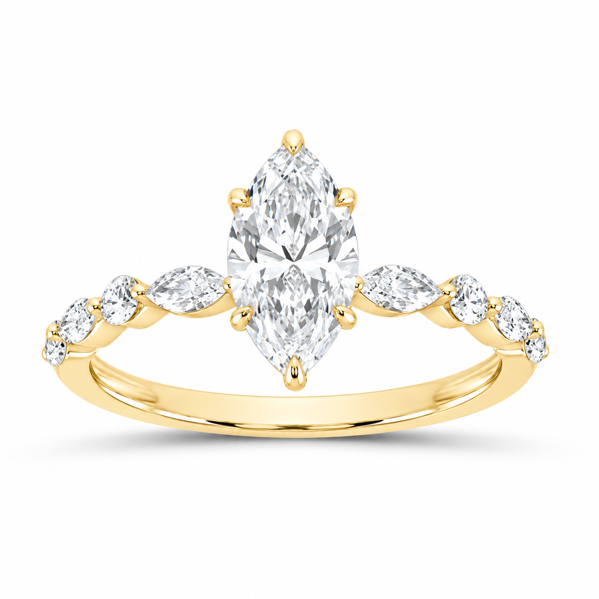 14K Yellow Gold 1 1/2 CTW Lab-Grown Diamond Marquise Engagement Ring, photo 1
