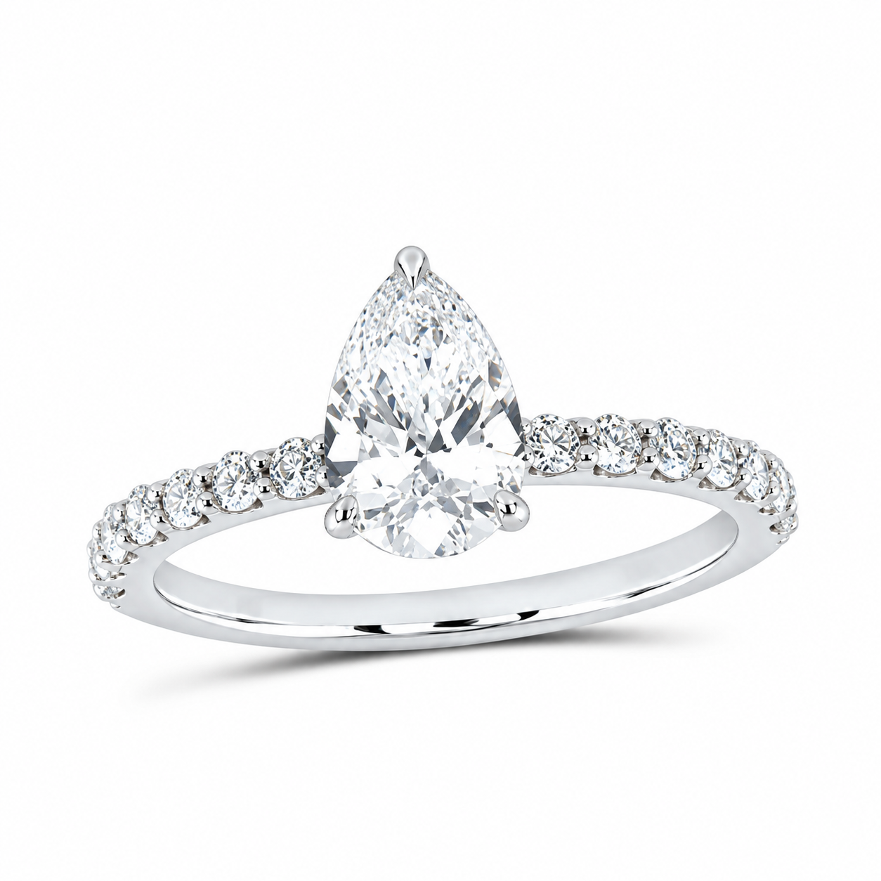 14K White Gold 1 1/3 CTW Lab-Grown Diamond Pear Engagement Ring, photo 1