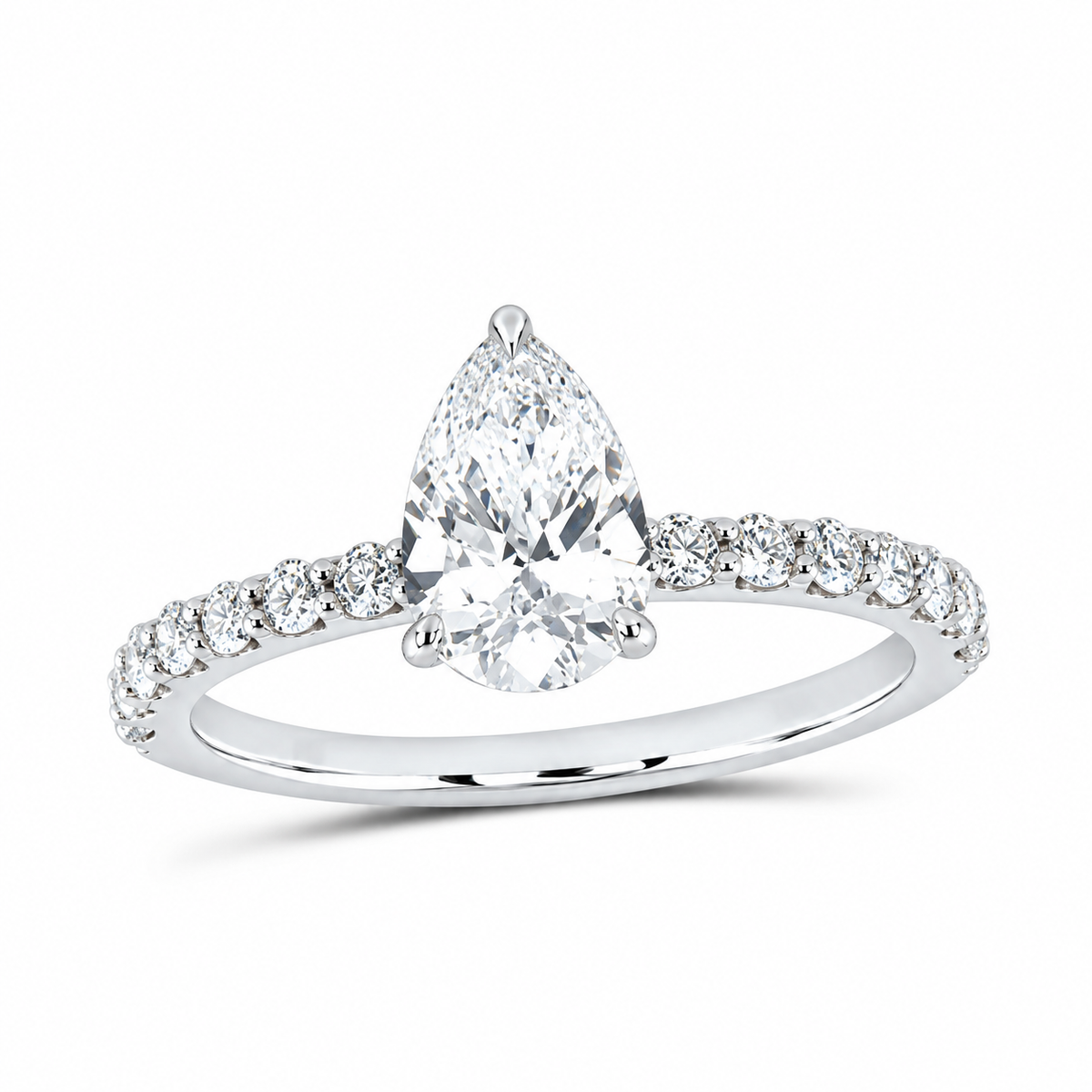 14K White Gold 1 1/3 CTW Lab-Grown Diamond Pear Engagement Ring, photo 1