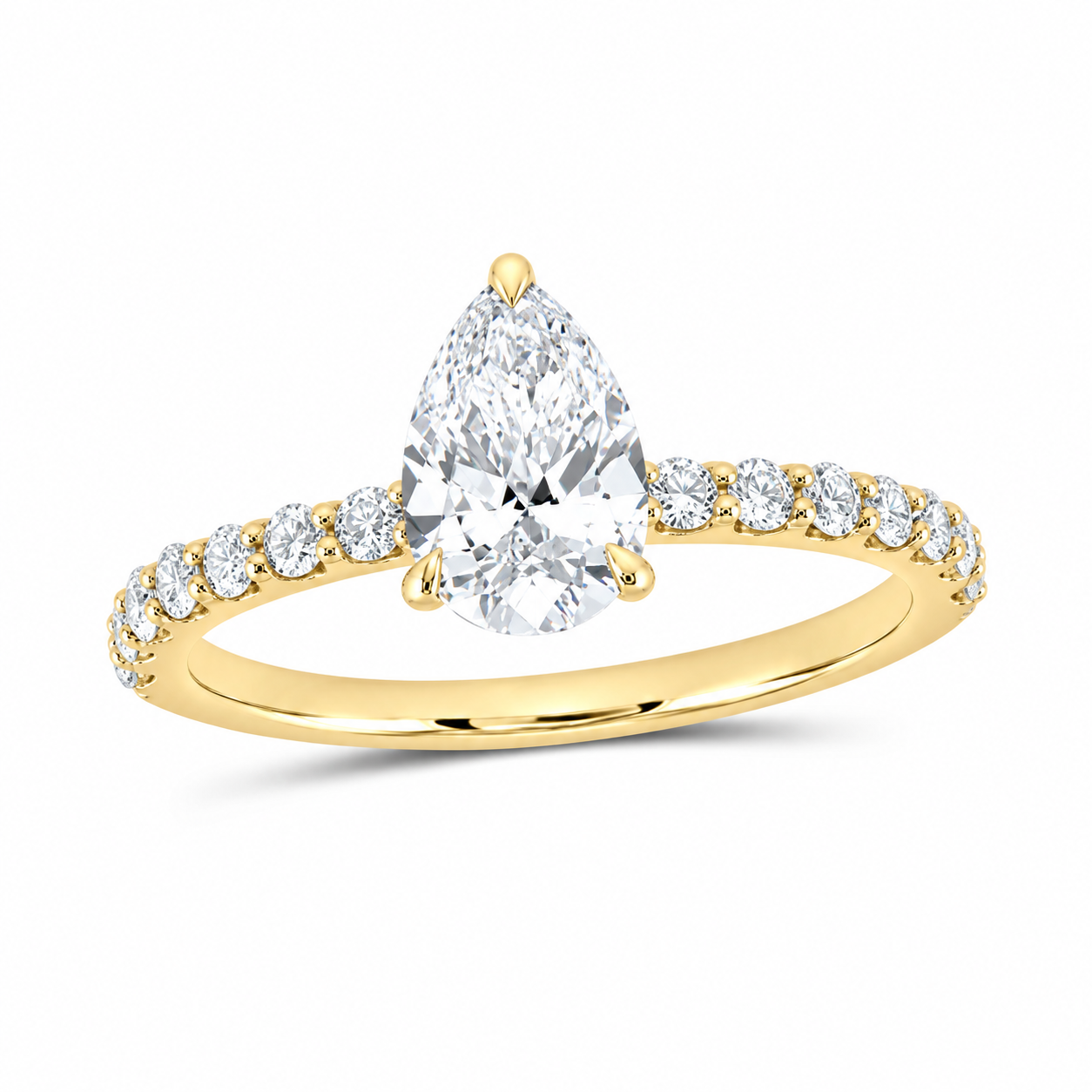 14K Yellow Gold 1 1/3 CTW Lab-Grown Diamond Pear Engagement Ring, photo 1