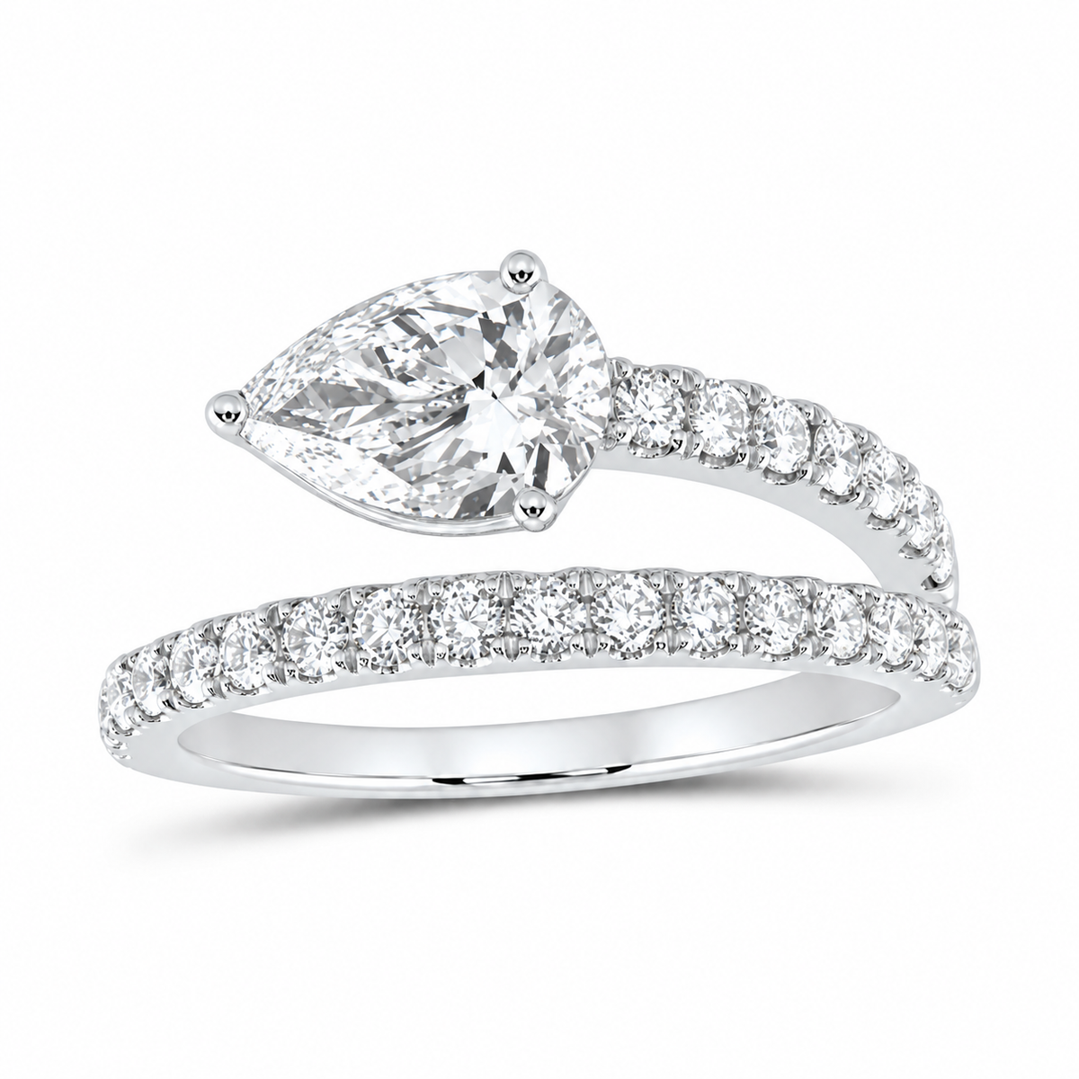 14K White Gold 1 1/2 CTW Lab-Grown Diamond Pear Engagement Ring, photo 1