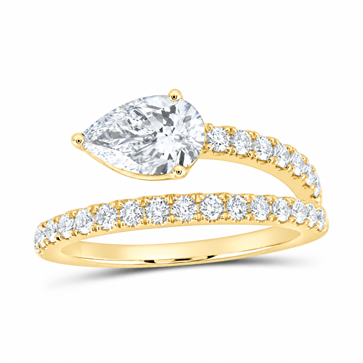 14K Yellow Gold 1 1/2 CTW Lab-Grown Diamond Pear Engagement Ring, photo 1