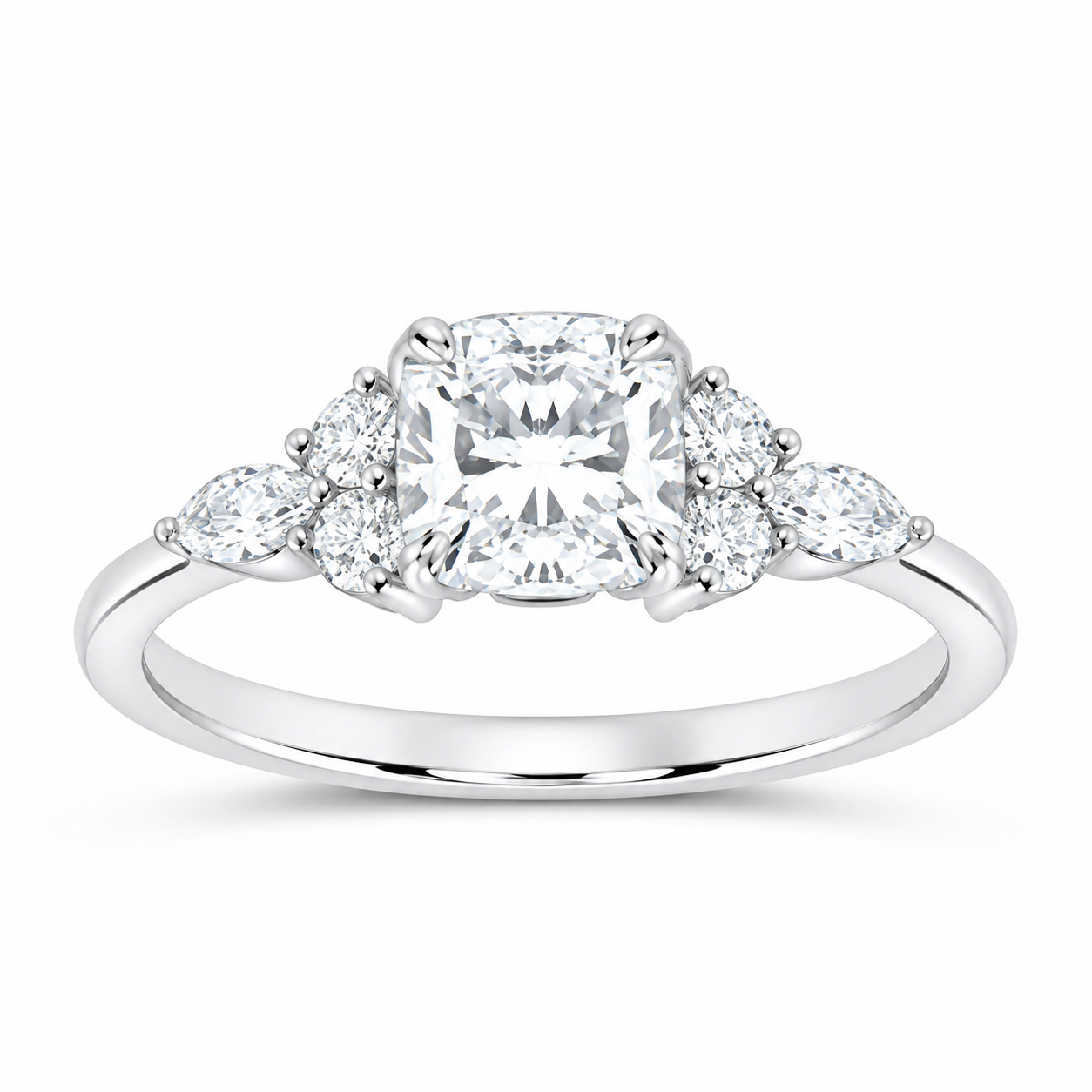 14K White Gold 1 3/8 CTW Lab-Grown Diamond Cushion Engagement Ring, photo 1