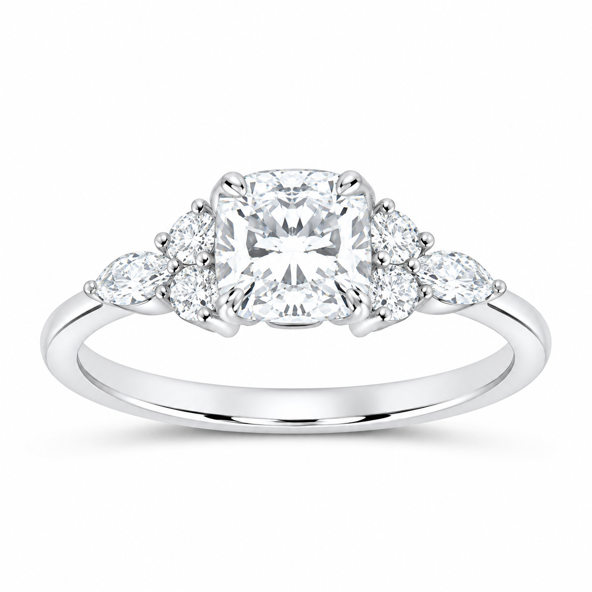 14K White Gold 1 3/8 CTW Lab-Grown Diamond Cushion Engagement Ring, photo 1