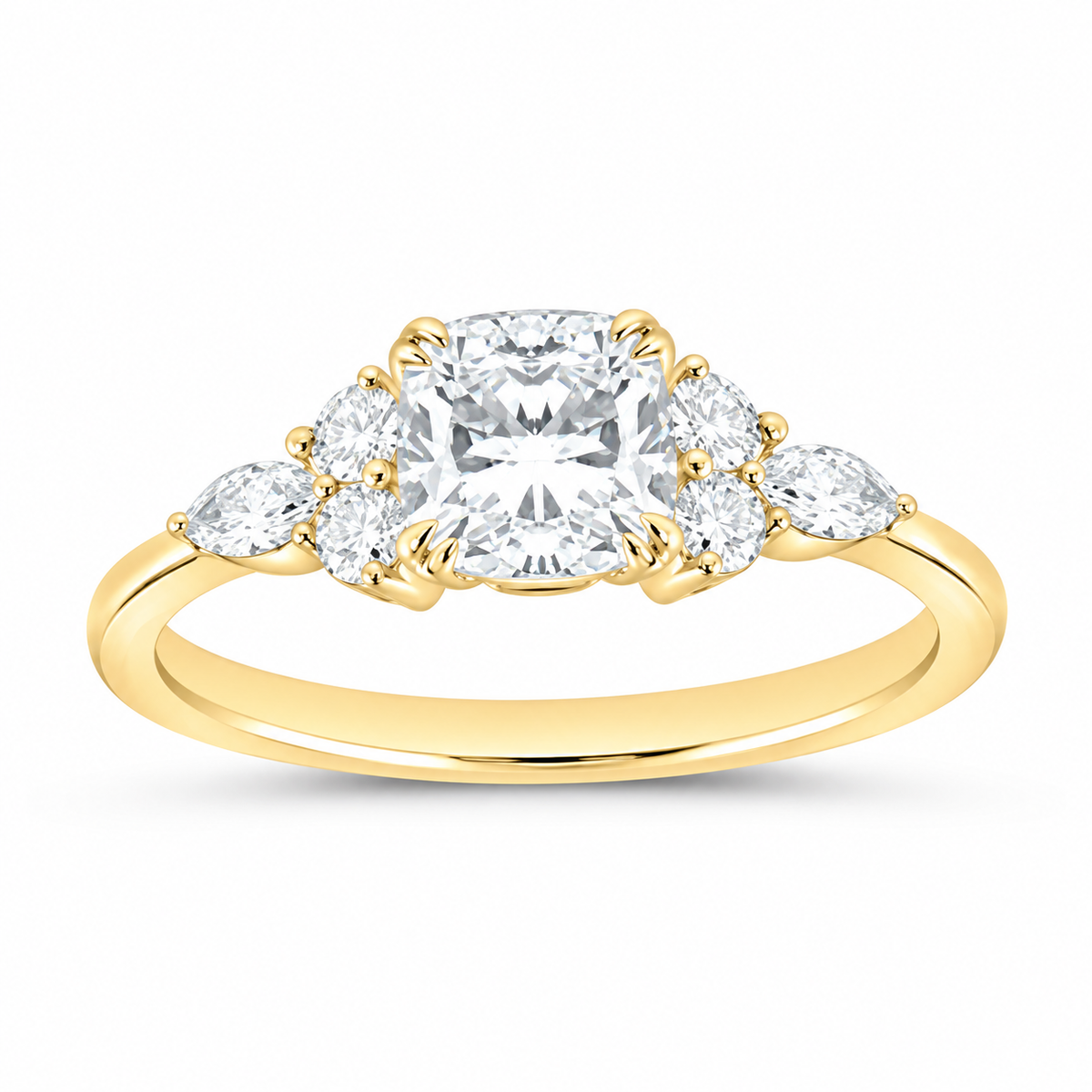 14K Yellow Gold 1 3/8 CTW Lab-Grown Diamond Cushion Engagement Ring, photo 1