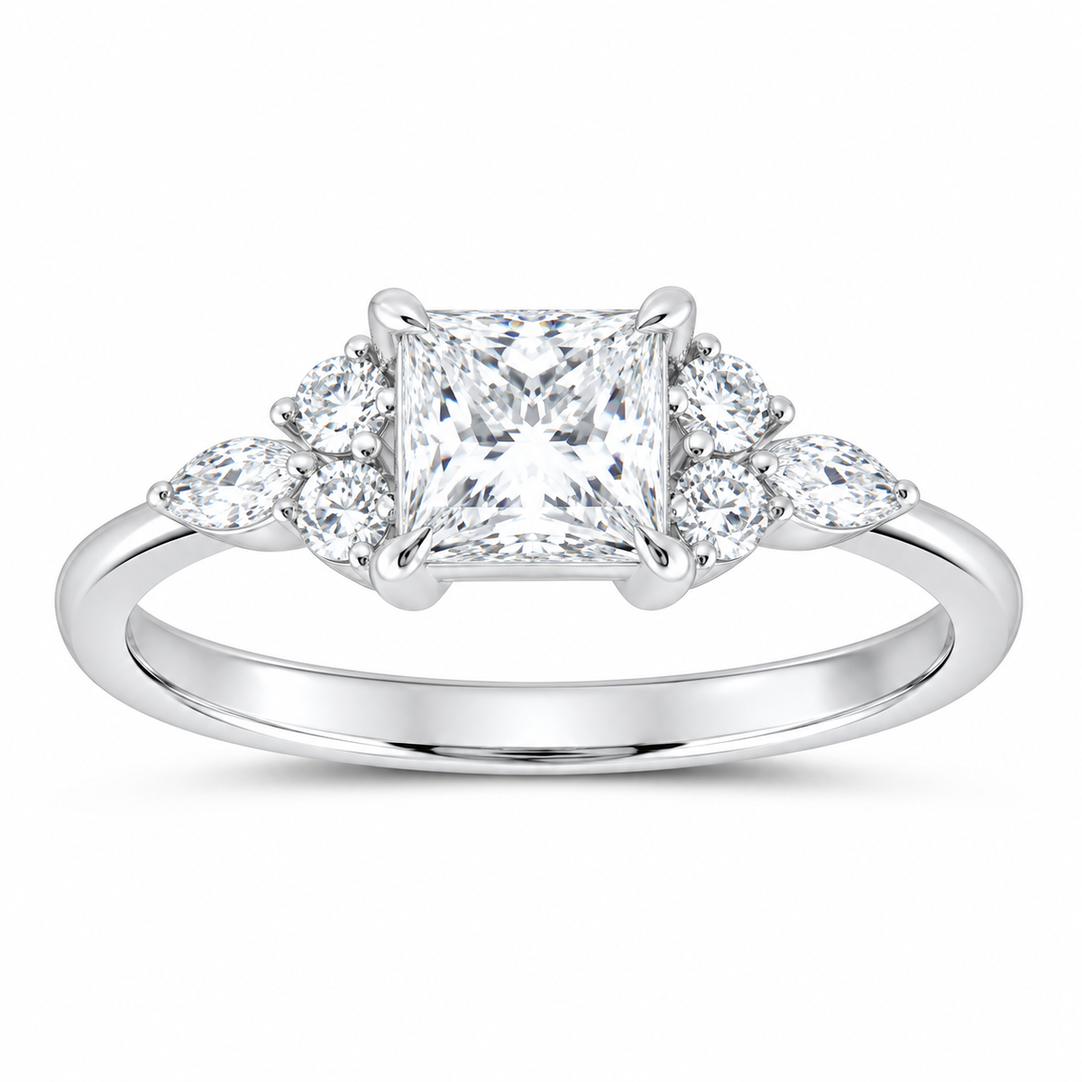 14K White Gold 1 1/3 CTW Lab-Grown Diamond Princess Engagement Ring, photo 1