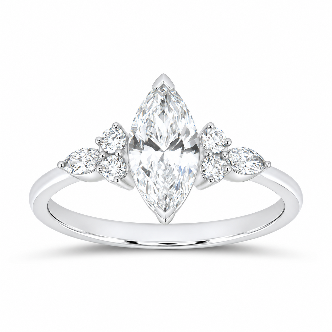 14K White Gold 1 1/3 CTW Lab-Grown Diamond Marquise Engagement Ring, photo 1