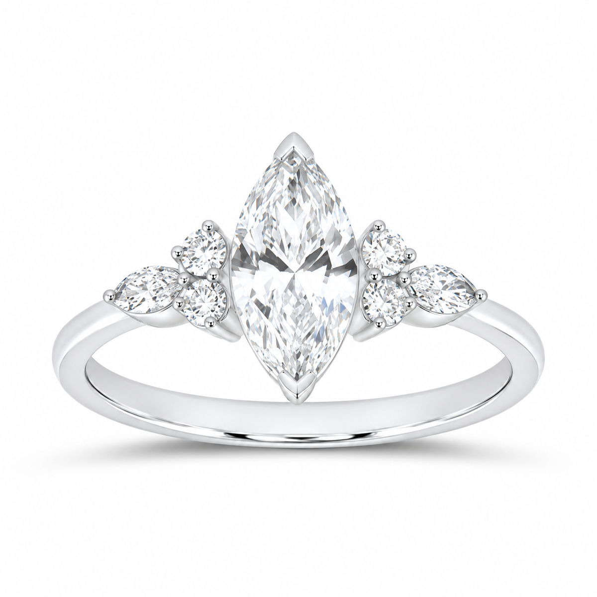 14K White Gold 1 1/3 CTW Lab-Grown Diamond Marquise Engagement Ring, photo 1