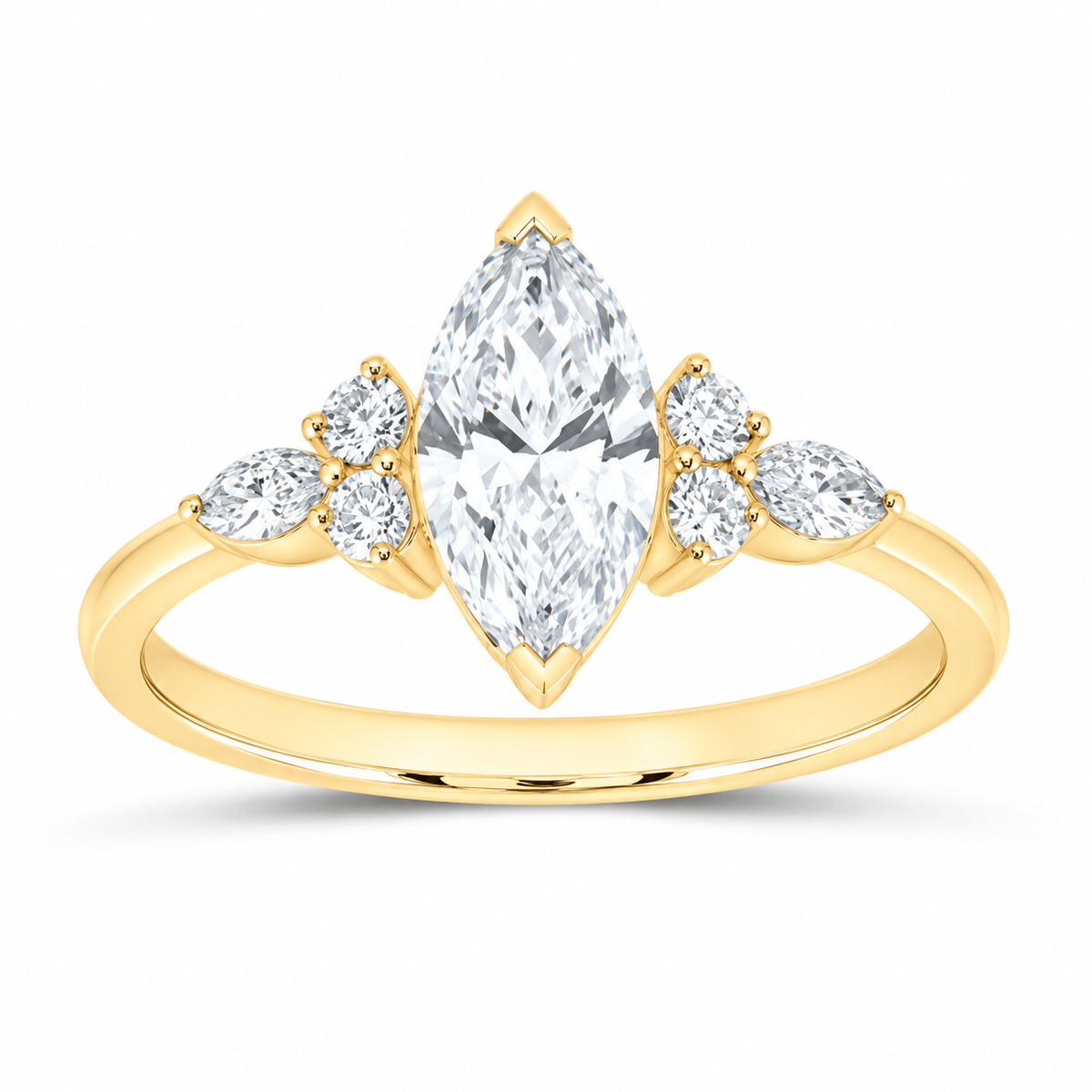14K Yellow Gold 1 1/3 CTW Lab-Grown Diamond Marquise Engagement Ring, photo 1