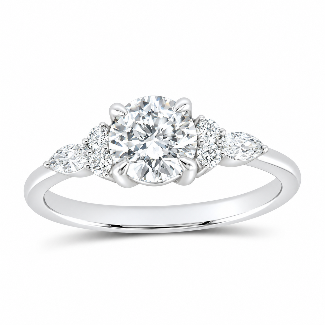 14K White Gold 1 1/4 CTW Lab-Grown Diamond Round Engagement Ring, photo 1