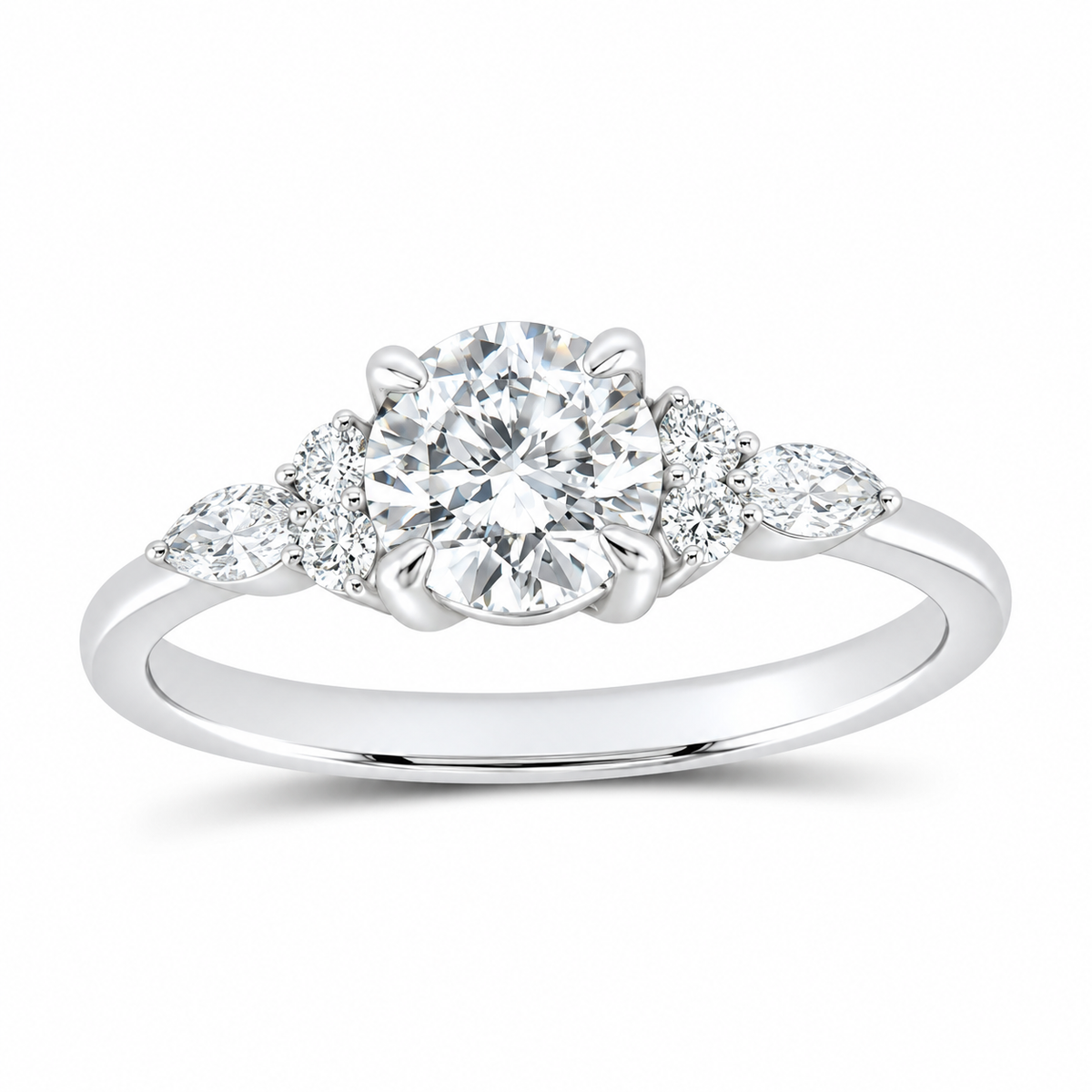 14K White Gold 1 1/4 CTW Lab-Grown Diamond Round Engagement Ring, photo 1