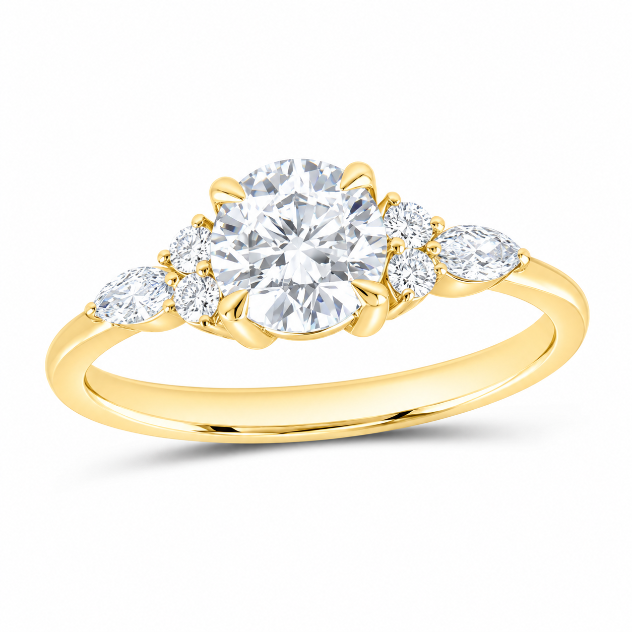 14K Yellow Gold 1 1/4 CTW Lab-Grown Diamond Round Engagement Ring, photo 1