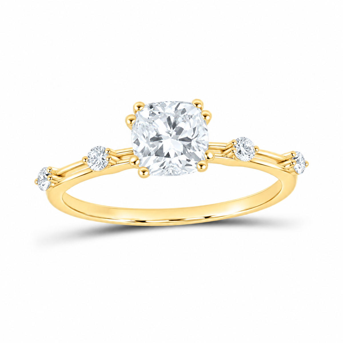 14K Yellow Gold 1 CTW Lab-Grown Diamond Cushion Engagement Ring, photo 1