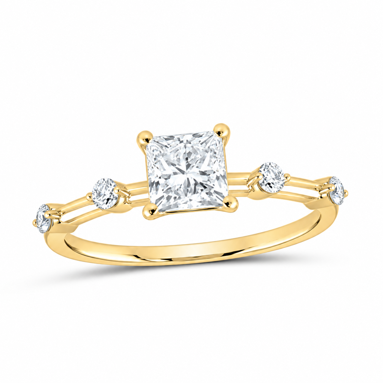 14K Yellow Gold 1 CTW Lab-Grown Diamond Princess Engagement Ring, photo 1