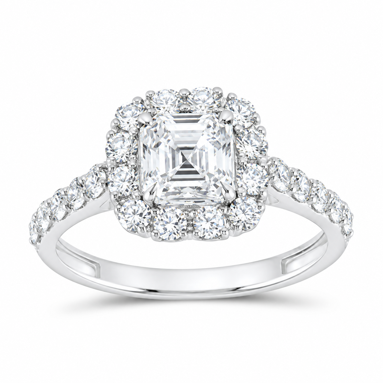 14K White Gold 1 7/8 CTW Lab-Grown Diamond Asscher Fashion Ring, photo 1