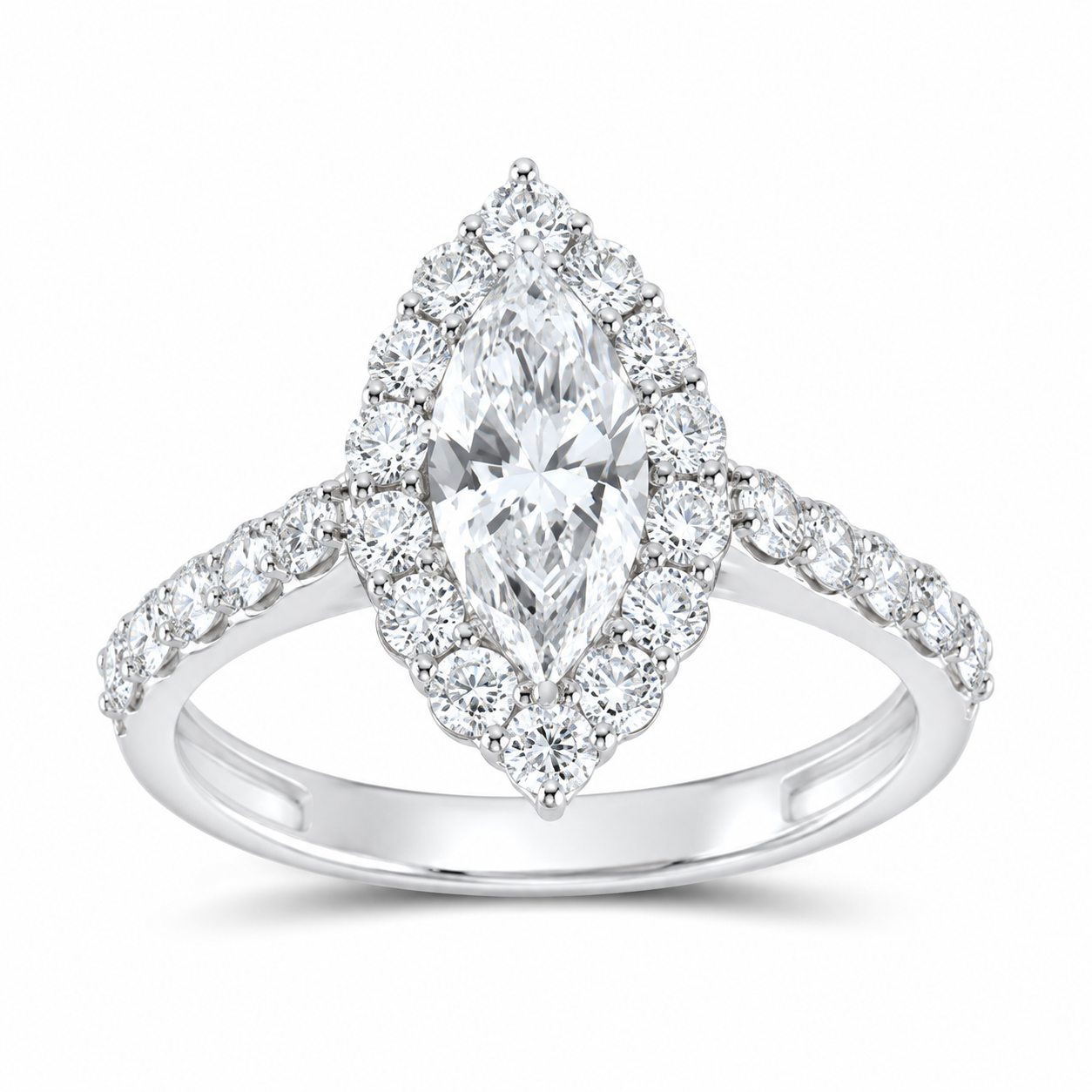 14K White Gold 1 7/8 CTW Lab-Grown Diamond Marquise Engagement Ring, photo 1