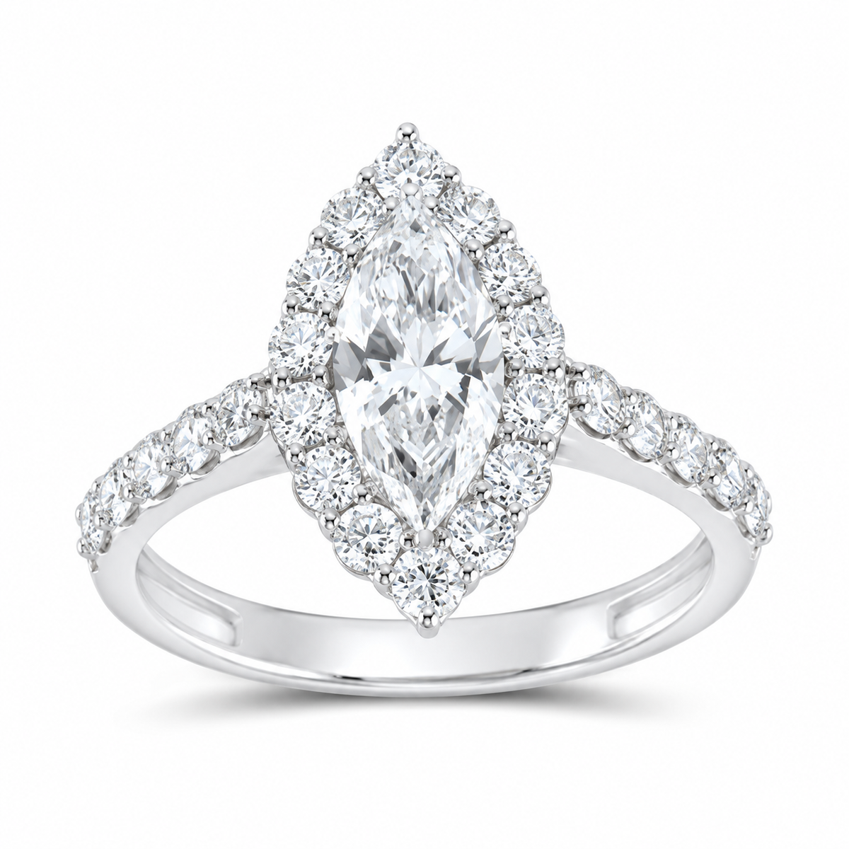 14K White Gold 1 7/8 CTW Lab-Grown Diamond Marquise Engagement Ring, photo 1